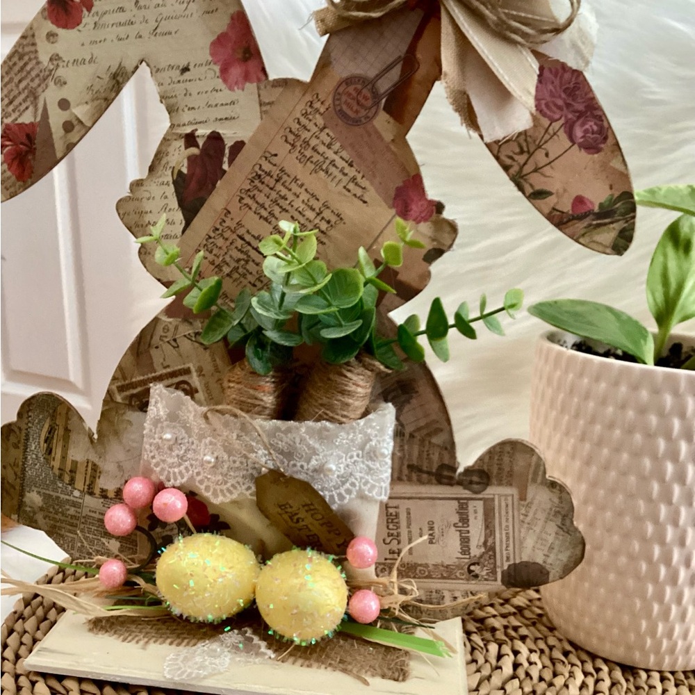 Decorative Bunny with Floral Accents
